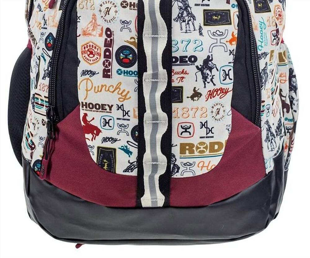 NEW HOOEY unisex - patented hat strap backpack in cream & tan with rodeo pattern